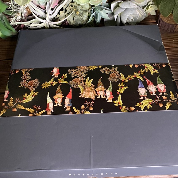 Pottery Barn Black and Green Whimsical Forest Gnome Handcrafted Serving Tray - Picture 13 of 16